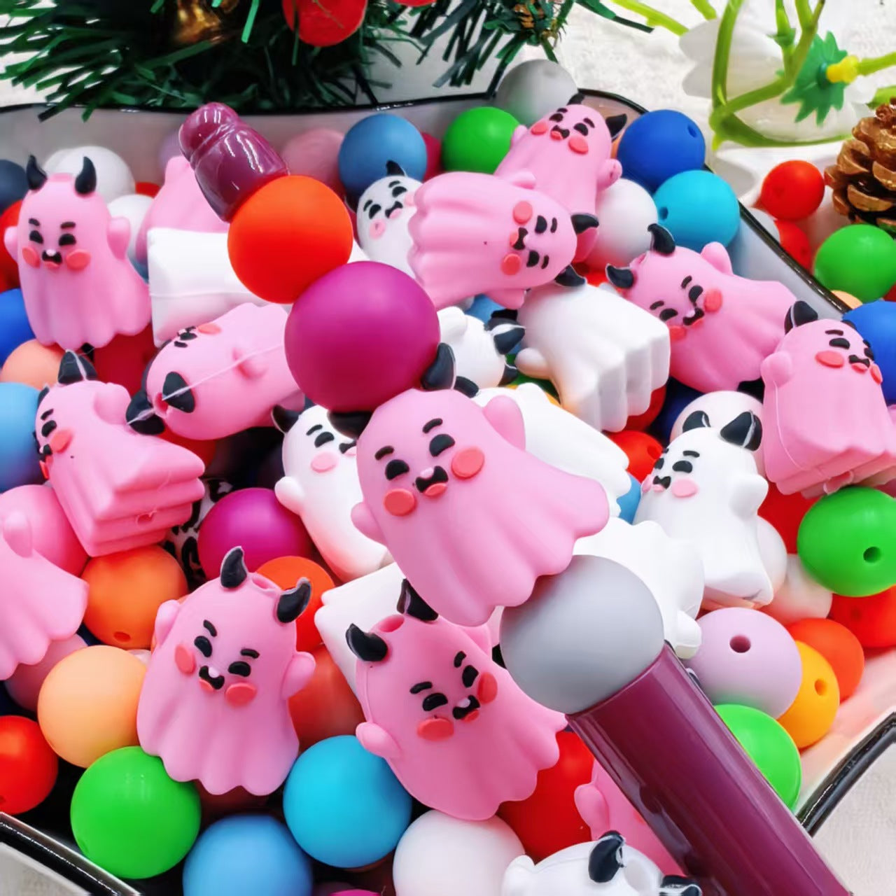 Wholesale Halloween Ghost Cartoon Beads DIY Silicone 3D Beads